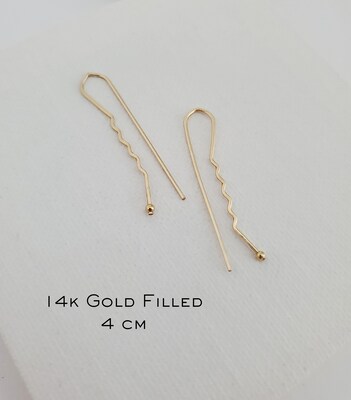 OUCH Hair Pin Grunge Chic Threader Earrings, Minimalist Hammered Earrings, Lightweight Threaders, Delicate Earrings, Gold Threader Earrings - image4